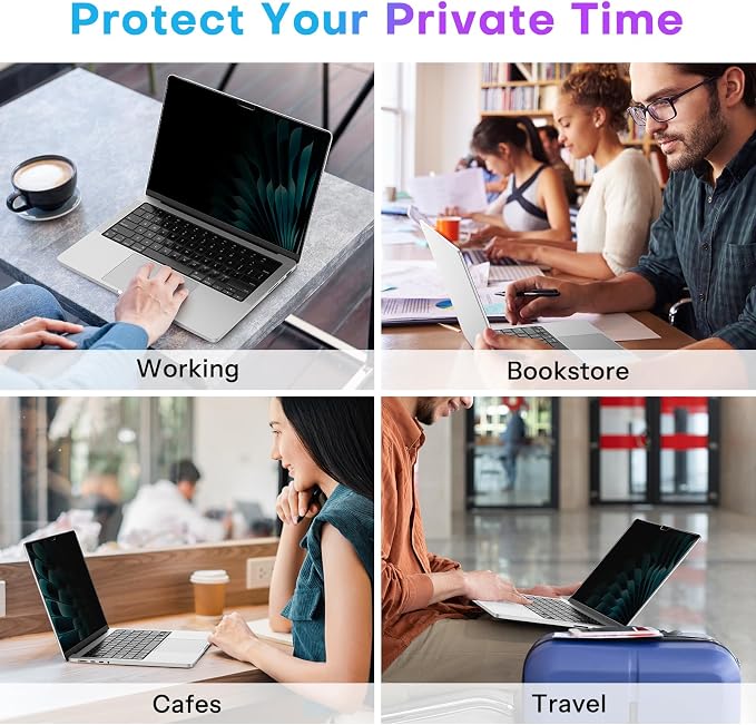 OMOTON Magnetic Privacy Screen for MacBook Air 13.6/13 Inch (2022-2025, M2, M3, M4), Anti-Spy Filter, Matte Anti Glare Blue Light Protector, Easy Install & Remove