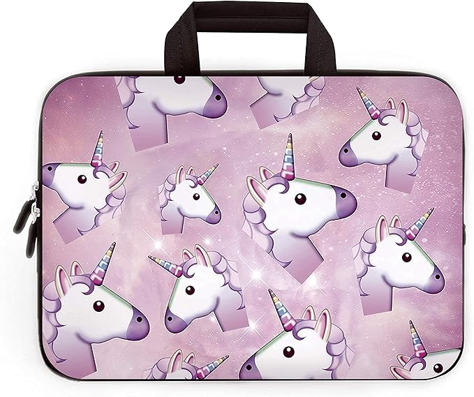 14 15 15.4 15.6 inch Laptop Handle Bag Computer Protect Case Pouch Holder Notebook Sleeve Neoprene Cover Soft Carrying Travel for Dell Lenovo Toshiba HP Chromebook ASUS Acer (Pink Unicorn)