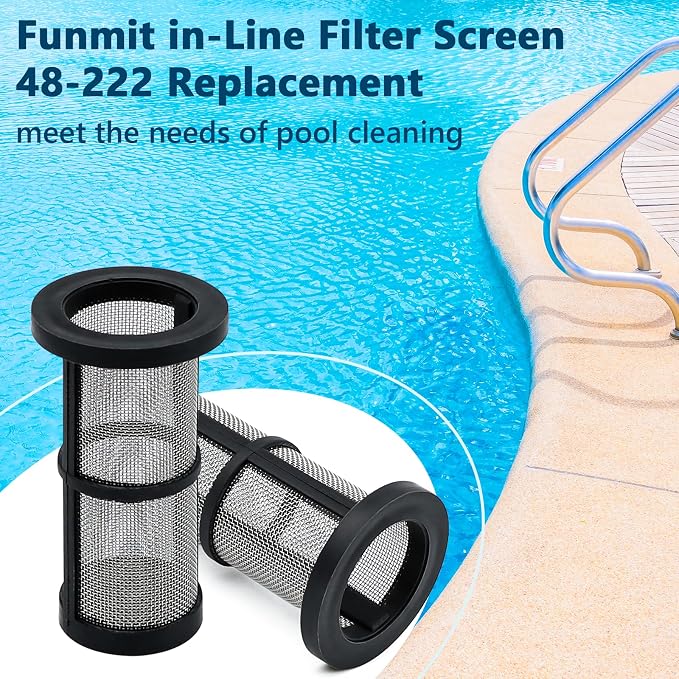 Funmit in-Line Filter Screen 48-222 Replacement for Zodiac Polaris 180, 280, 380, 3900 Model Pool Cleaner in-Line Filter Screen 48-222 (2 Pack)