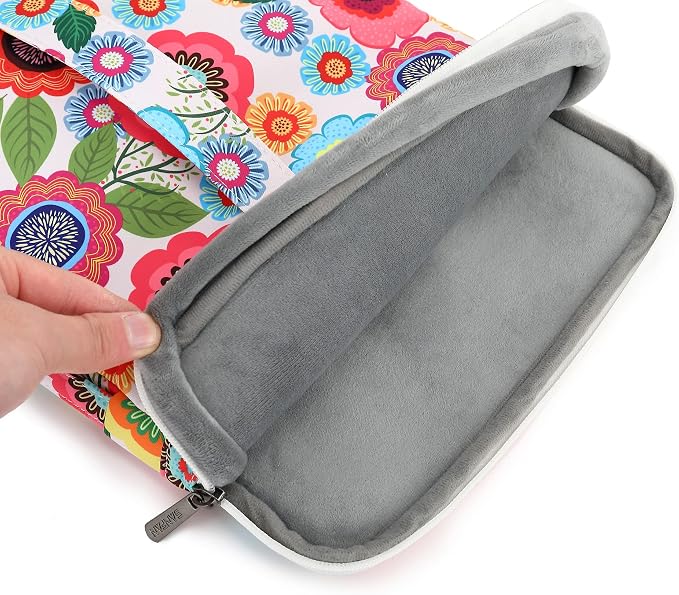 360° Protective 3 Pockets Laptop Sleeve Case Bag with Handle for MacBook Air 15 inch,MacBook Pro 16 inch and 15.6 inch Screen Laptop (Flowers)