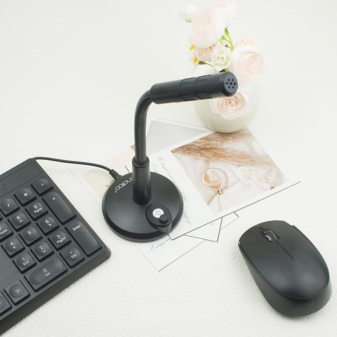 LANDIBO 3.5mm Male Microphone, Plug and Play Desktop Laptop gooseneck Microphone, Suitable for Games, Meetings, Recording, podcasts, Games, and Online Chat