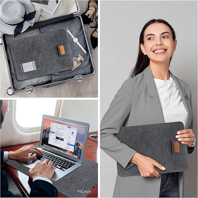 18.5 Inches Portable Monitor Sleeve Case for Sceptre Kado MNN KYY InnoView Yxk ForHelp AYY VisionOwl Yodoit Uperfect ViewSonic, Durable Lightweight Felt Storage Bag, Laptop Screen Extender