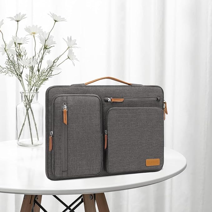 MOSISO 360 Protective Laptop Case 15 inch, 15 inch Laptop Sleeve Compatible with MacBook Air M5 M4 M3 M2 2026-2023, Dell XPS Plus, Side Open Carrying Case with 4 Zipper Pockets&Handle, Taupe Gray