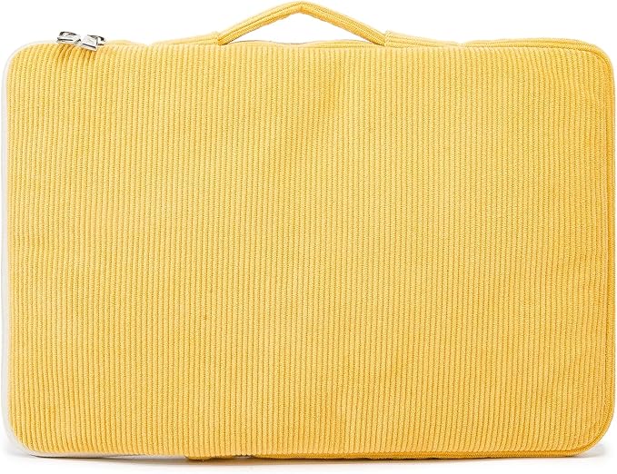 Kinmac 360° Protective Laptop Sleeve Case Bag Cover with Handle for MacBook Air 15 inch, and 15 inch-15.6 inch HP,Lenovo,Dell,ASUS,Acer Notebook Computer (Yellow Corduroy)