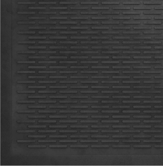 Ottomanson Waterproof Rubber Outdoor Doormat – Heavy-Duty Non-Slip Rubber Floor Mat with Ridge Scraper Pattern, All-Weather Front Door Entry Mat for Mud & Dirt Control – 24" x 36", Black