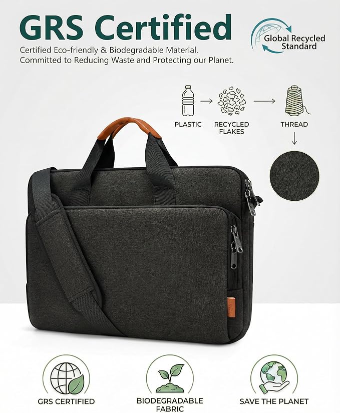 bagasin 15 15.6 16 inch Laptop Computer PC Shoulder Bag Carrying Case, Water-Repellent Fabric Briefcase, Lightweight Toploader, Business Casual or School