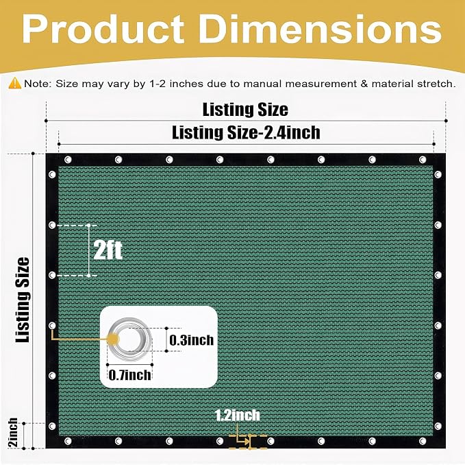 Shade&Beyond 90% Sun Shade Cloth with Grommets, 12' X 20' Pergola Shade Cover Canopy, Mesh Tarp Sun Screens for Patio, Outdoor, Garden, Backyard, Green