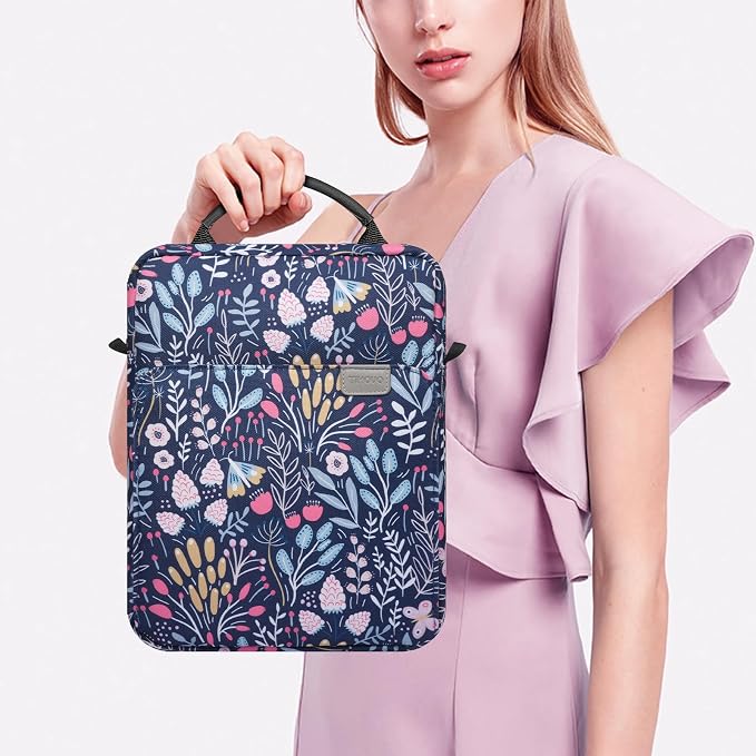 TiMOVO 9-11 Inch Tablet Sleeve Bag with Shoulder Strap for iPad 11-inch A16 2025, iPad 10th Gen. 10.9"/10.2", Galaxy Tab A9+/A11Plus 11", Colorful Flower