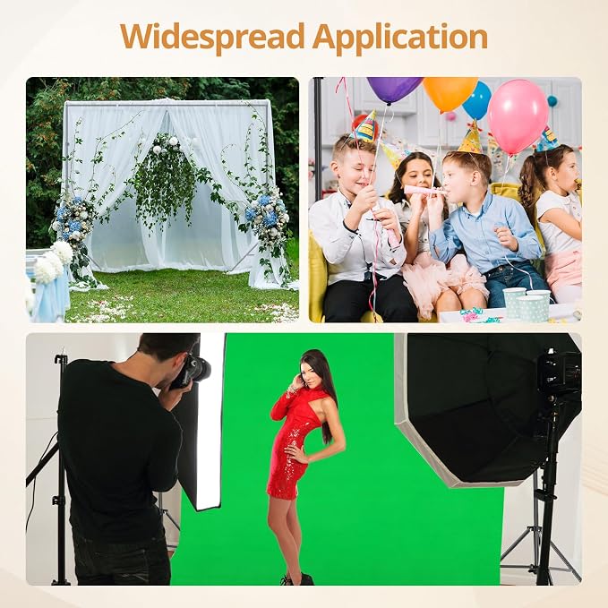 10×7FT Adjustable Green Screen Backdrop Stand Kit, 6×9FT Greenscreen Background with Photography Stand, 6 Clamps and Carrying Bag for Photo Shoot, Video Recording, Streaming, Decoration
