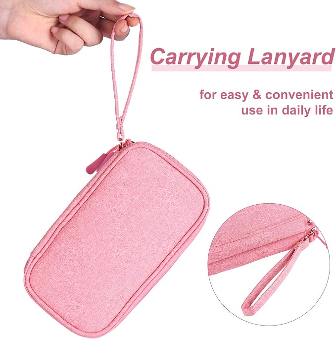 Bevegekos Travel Essentials for Women, Cord Organizer Storage Case Bag for Airplane Accessories & Tech Electronics (Small, Pink)