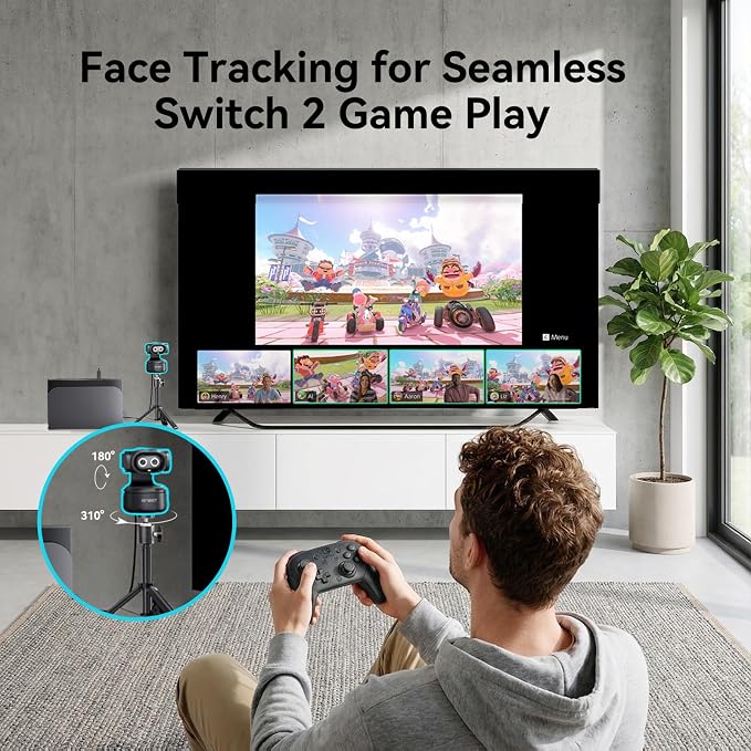 EMEET PIXY Dual-Camera AI-Powered PTZ Camera 2K, AI Tracking, PDAF&AI Autofocus 0.2s, 1/2.55'' Sony Sensor, 3 Mics, Presets, Gesture Control, 2K Webcam for Streaming and OBS/Twitch/Switch 2 Compatible