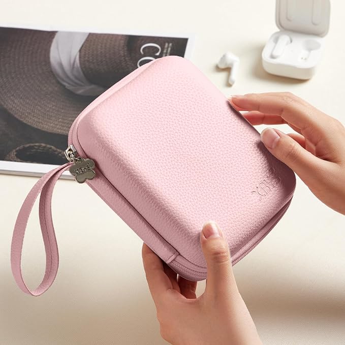 Charger Case for Macbook, Portable Tech Electronic Organizer Bag, Small Travel Storage Pouch for Laptop Accessories, MacBook Power Adapter, Charging Cords, USB Drives, Power Bank (Pink, L)