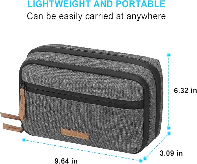 Lacdo Electronic Organizer Accessory for MacBook Charger, Cables, Power Bank, Hard Drive, Travel Cords, SD Card, Water-resistant Storage Bag with Card Slots for Memory Card, Gray