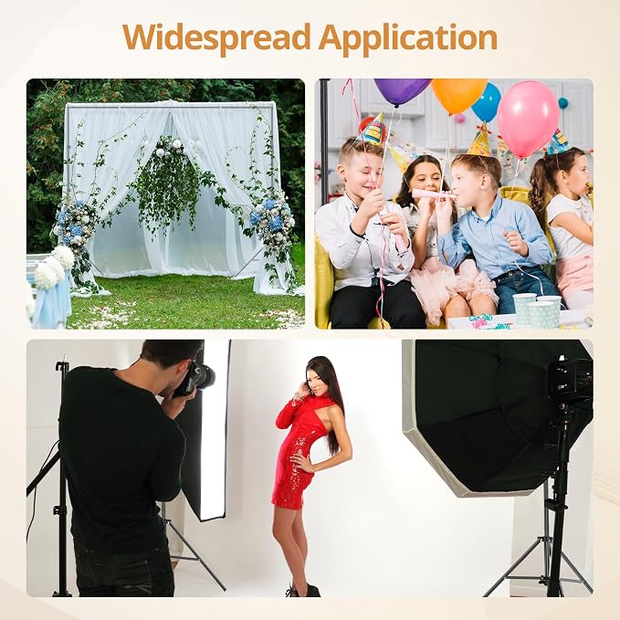 10×7FT White Backdrop with Stand Kit, 6×9FT White Screen Background with Photography Stand, 6 Clamps and Carrying Bag for Photo Shoot, Video Recording, Streaming, Decoration