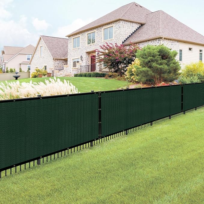 E&K Sunrise 4' x 209' Privacy Fence Screen with Grommets, Outdoor Windscreen Fence Covering Privacy Screen UV Blockage for Backyard Garden Patio, Zip Ties Included (Green)