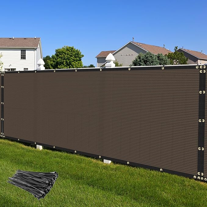 Privacy Fence Screen 6' x 116' Fencing Cover Heavy Duty Mesh Windscreen Cloth for Outdoor Garden Patio Backyard Chain Link Fence Brown