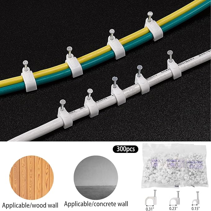 604 Pcs Cable Management Kit, 4 Cord Organizer Sleeve, 7 Cable Holder, 38 Adhesive Cord Clips, 40 Pcs+5 Roll Cable Organizer Straps 200 Cable Ties 300 Cable Wire Clips for PC TV Under Desk