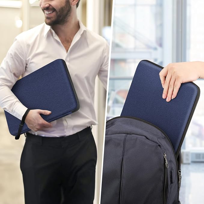 FINPAC 15.6-inch Hard Laptop Sleeve Case Compatible with 15.6 Inch Acer Aspire, Shockproof Computer Carrying Case for HP Dell Razer Samsung Laptop Chromebook, Navy