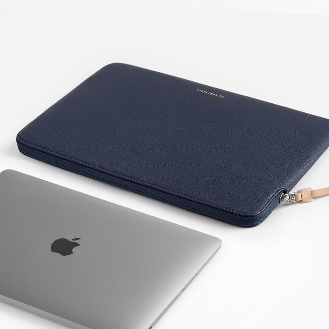 Comfyable Slim Laptop Sleeve Compatible with 13 Inch MacBook Air 13 in M5 M4 M3 M2, 13" MacBook Pro/Neo, PU Leather Bag Water-Resistant Cover Case, Blue