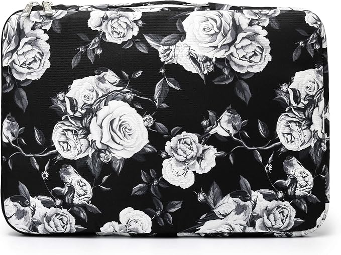 Kinmac 360° Protective Water Resistant Laptop Sleeve case Bag with Handle for MacBook Pro 14 inch,13.5 inch-13.9 inch and 14 inch Laptop(White Rose)