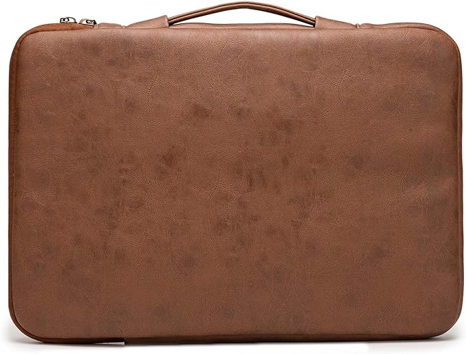 Kinmac 360° Heavy Duty Protective Laptop Computer Sleeve case Bag Cover with Handle for MacBook Pro 14 inch,14 inch-14.4 inch HP Lenovo Dell ASUS Acer Laptop (Coffee PU)