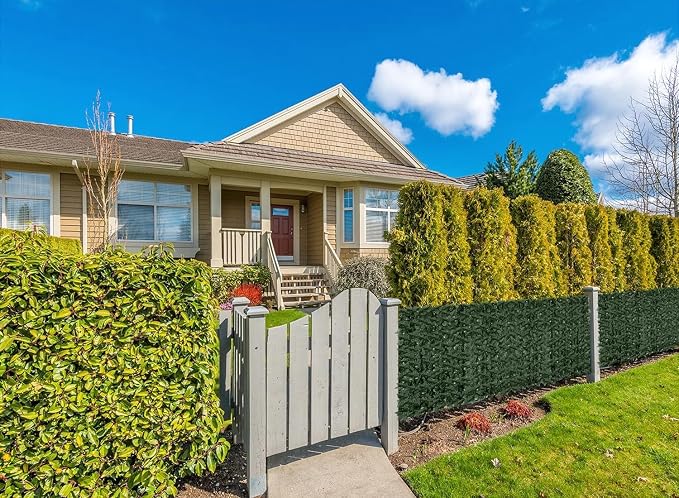 Faux Ivy Privacy Fence Screen Outdoor Expandable Artificial Greenery Roll Fake Hedge Wall Patio Green Plastic Leaf Plant Vine Grass Panels Gate Covering for Garden Yard Balcony (118.5x59.5 in)