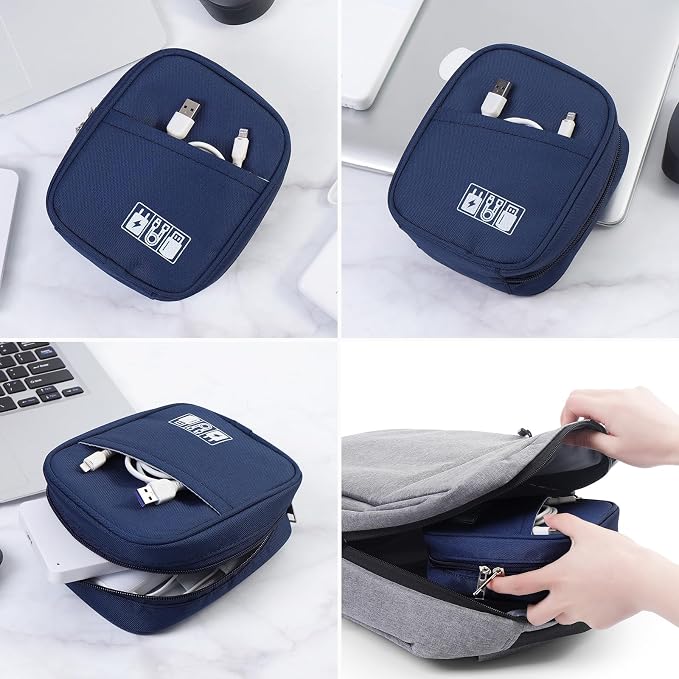 E-Tree Storage Pouch for Small Electronics and Accessories,Tech Bag,Electronic Organizer Case Compatible with MacBook Laptop Charger,Mouse,Cables,Hub,Power Bank,Earphone,Toiletries Cosmetics (Orange)