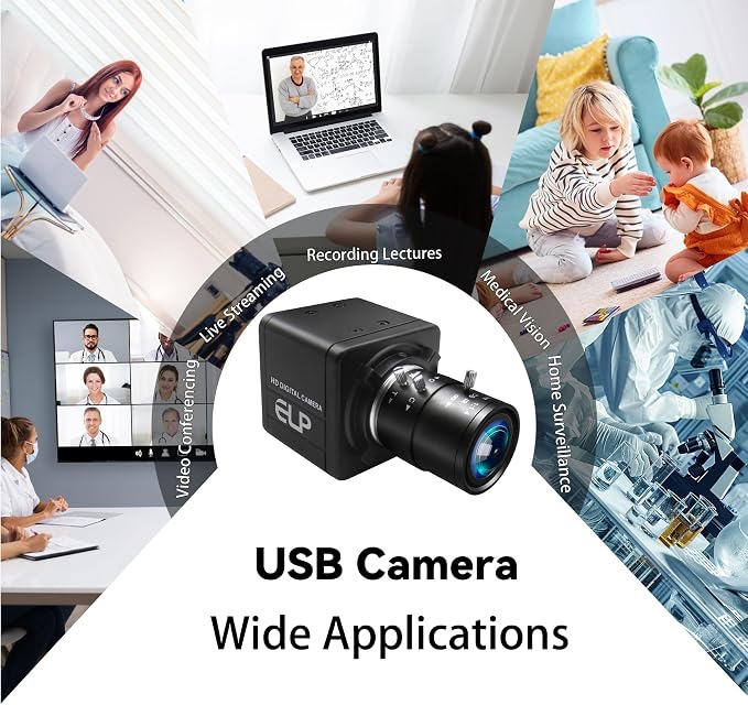 MMlove 1080P FHD USB Camera, 4X Optical Zoom Webcam with 2.8-12mm Manual Focus Lens, H.264 30fps Low Light Camera, Plug and Play for Windows/Mac/Linux/Android, Ideal for Video Conferencing,Streaming