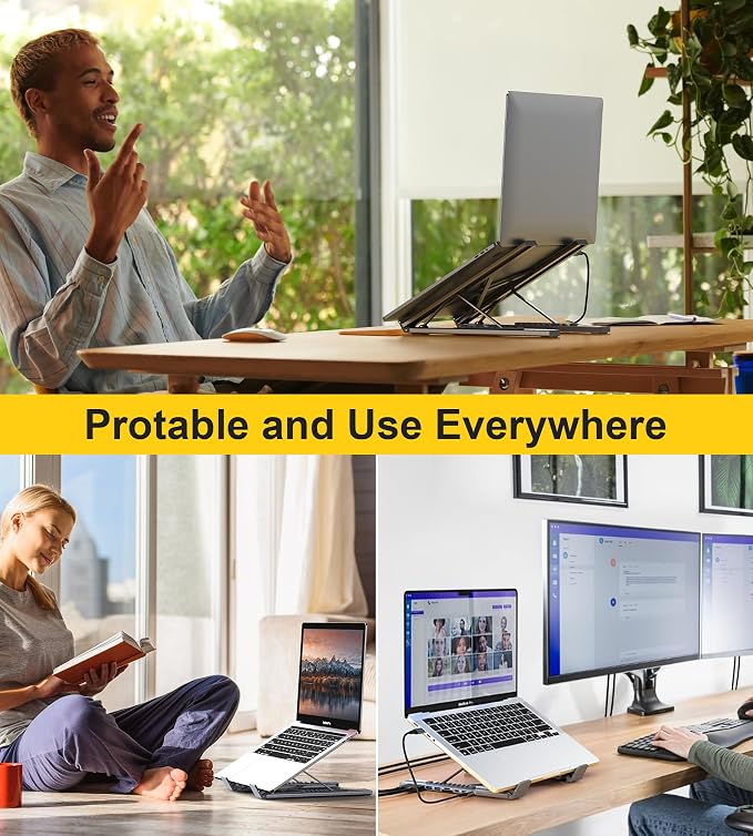 USB C Laptop Docking Station Stand Dual Monitor, Single 8K for Windows DP 1.4 or Dual 4K for Win and Mac, 9 in 1 USB C Hub with HDMI+DP, 2*USB 3.0, PD 100W, USB C 3.0, SD/TF, Universal Dock Station