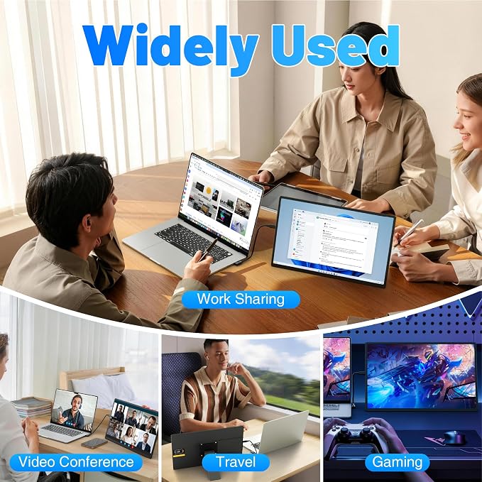 CIDETTY 16" Laptop Screen Extender, 1920x1200 FHD Portable Monitor for Laptop, 360° Magnetic Stand Travel Second Screen for Mac, Windows, Android Phone