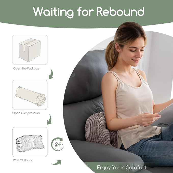 HIGOGOGO Lumbar Support Pillow for Recliner Chair/Accent Chair/Couch/Office Chair, Tufted Corduroy Back Support Cushion for Elderly, Recliner Cushions for Back Rest, Pain Relief, Reading, Grey