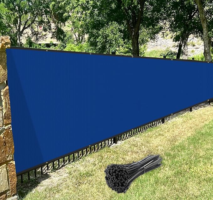 Windscreen4less Privacy Fence Screen Heavy Duty Windscreen Fencing Mesh Fabric Shade Net Cover with Brass Grommtes for Outdoor Wall Garden Yard Pool Deck, 8'x225' Blue