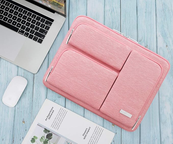 Lacdo 360° Protective Laptop Sleeve Case for 13 inch New MacBook Air M5 A3449 (2026), M4 A3240 2025, M3 A3113, M2 A2681, M1 A2337 | 13 inch New MacBook Neo A18 Pro A3404 (2026) Computer Bag, Peach
