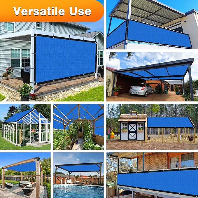 Artpuch Outdoor Pergola Shade Cover 10' X 10' Sun Shade Cloth with Grommets, 90% UV Protection Canopy Patio Privacy Screen (Customized Available) GN107, Blue