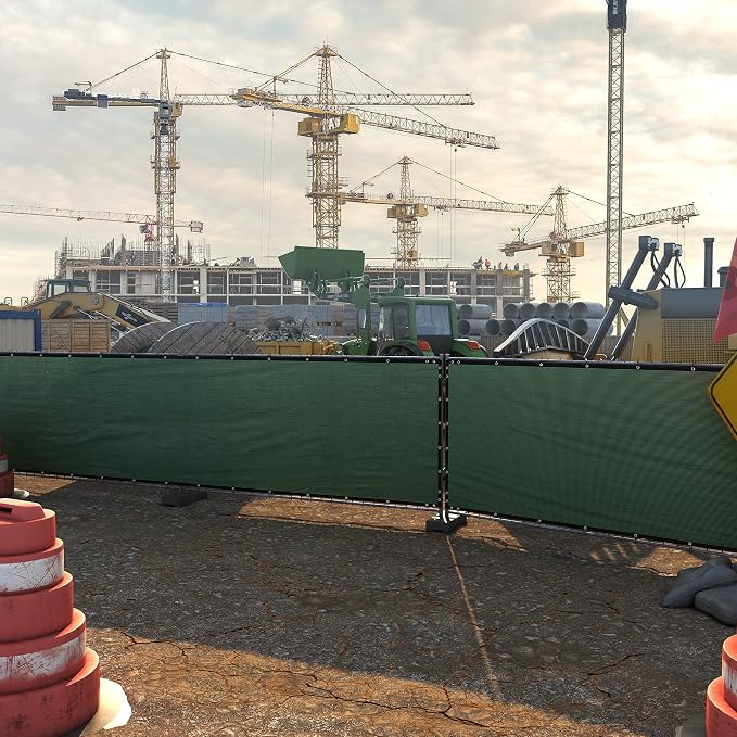 ColourTree 5' x 50' Green Fence Privacy Screen Windscreen Cover Fabric Shade Tarp Netting Mesh Cloth - Commercial Grade 170 GSM - Cable Zip Ties Included - We Make Custom Size