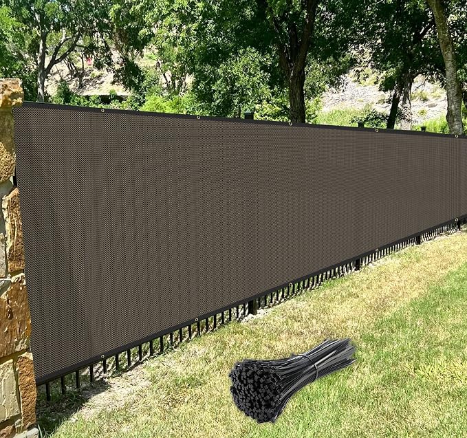 Windscreen4less 4' x 54' Privacy Fence Screen Heavy Duty Windscreen Fencing Mesh Fabric Shade Net Cover with Brass Grommtes for Outdoor Wall Garden Yard Pool Deck Brown