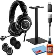 Audio-Technica ATH-M50xSTS-USB StreamSet Headset with USB Connector with Headphone Stand & Goby Labs Headphone Cleaner w/Cloth