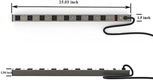 8 Outlets Surged Aluminum Alloy Heavy Duty Metal Socket Power Strip,Oviitech 6-Foot Long Extension Cord with Surge Protection.ETL Certified,Aluminum Alloy Silver with Black Hole.