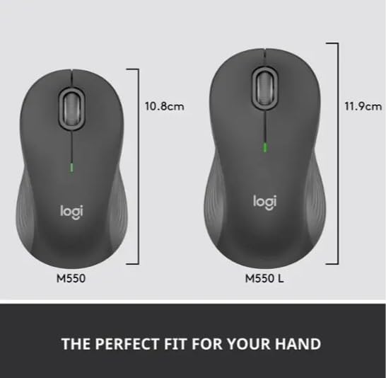Logitech - Signature M550 L Full Size Bluetooth Ambidextrous Mouse with Silent Clicks - Wireless - Graphite (Renewed)