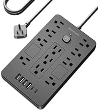 2 Pack Surge Protector Power Strip - 11 Outlets(1850W/15A/14AWG) with 6 USB Ports(2 USB C), 6FT Flat Plug Extension Cord, Wall Mount, Black, ETL Listed for Home, Dorm Room