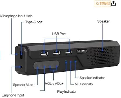 3 in 1 USB Computer Speakers with Microphone, Wired Desktop Sound Bar for PC Laptop, Stereo Bass & 360° Enhanced Audio, Conference Speaker for Home Office, Online Learning, Gaming & Video Calls