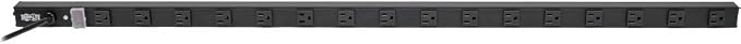 Tripp Lite 16-Outlet 48 inch Power Strip, 120V, 15A, NEMA 5-15R, 5-15P Plug with 15 Foot / 4.57M Cord, Vertical, Metal, Black, (PS4816B)