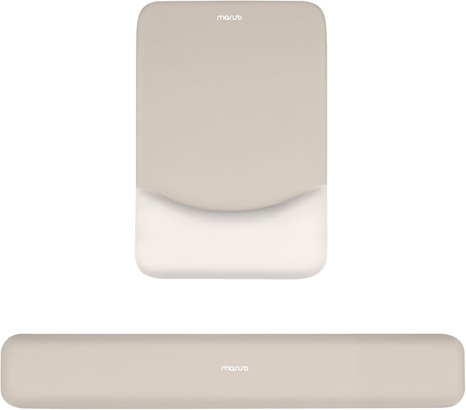 MOSISO Wrist Rest Support for Mouse Pad&Keyboard Set, Rectangular Ergonomic Mousepad Non-Slip Base Home/Office Pain Relief&Easy Typing Pad with Neoprene Cloth&Raised Silicone Lining, Stone Gray