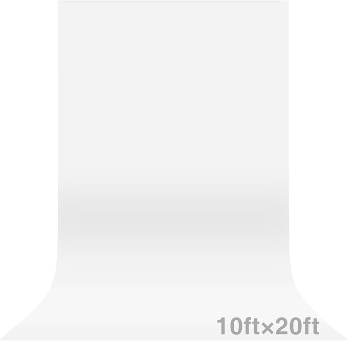 White Backdrop for Photoshoot 10x20ft (WxH), White Backdrop Curtain Backdrop for Photography Polyester Collapsible Background Screen for Portrait, Product Video, Pet, Photo Studio