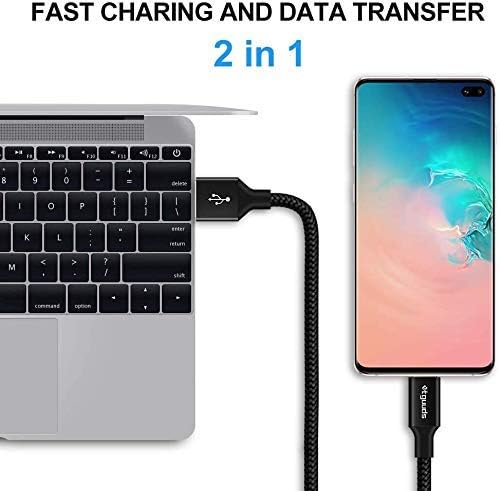 etguuds USB to USB C Cable 2ft, 2-Pack USB A to Type C Charger Cord Fast Charging for Samsung Galaxy A17 A16 A15 A26 A36 A56, S25 S24 S23 S22 S21 S20 S10 Note 20, for iPhone 17 16 15, Moto, Black