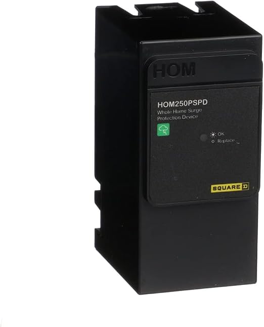 Square D - HOM250PSPD Homeline Whole House Surge Protection Device, 50kA, 120/240V, 1-Phase, No Wiring, Plug-On Neutral