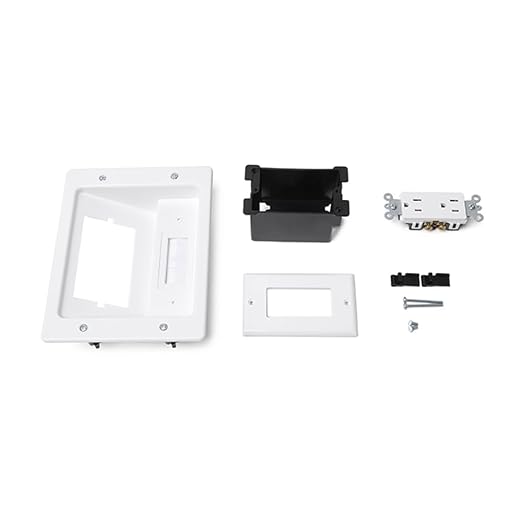Wall Cable Concealer Management Kit, Recessed TV Outlet Box, in Wall TV Box Hidden Cable Connection Kit, Behind TV Outlet Box Recessed Wall Mount TV Box to Hide Power Cables and Low Voltage Wires