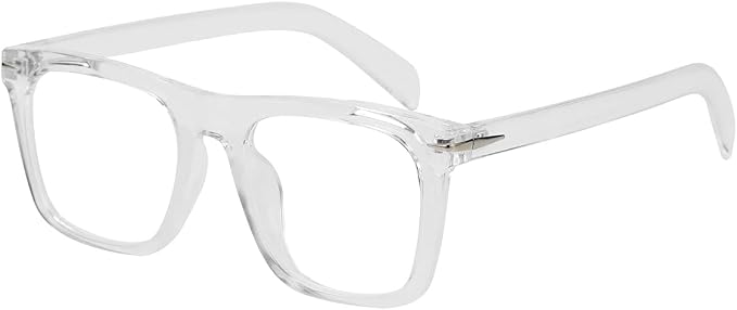 Trendy Square Blue Light Blocking Glasses for Men Women, Fashion Frame Non-prescription Computer Glasses (Transparent)
