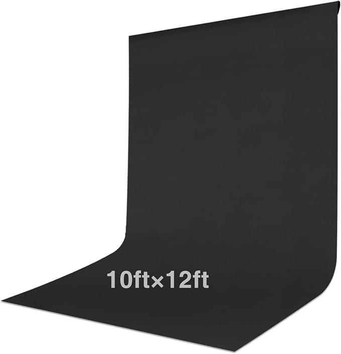 Black Backdrop Curtain 10x12ft (WxH), Black Photo Backdrop for Photography Polyester Collapsible Background Screen for Portrait, Product Video, Pet, Photoshoot, Birthday, Party