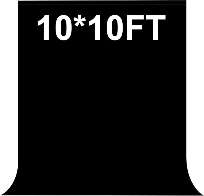 Black Backdrop for Photography 10 x 10 Ft,Black Background Sheet for Photography,Photo Backdrop Curtain for Photoshoot Video Polyester Cloth Video Studio Calls Streaming Gaming
